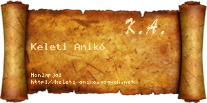 Keleti Anikó névjegykártya